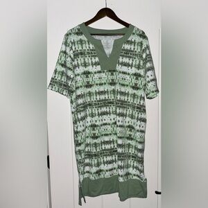 Cuddl Duds Caftan Crewneck‎ Tie Dye Dress Semi-Fit Loungewear Women M Cottonwear